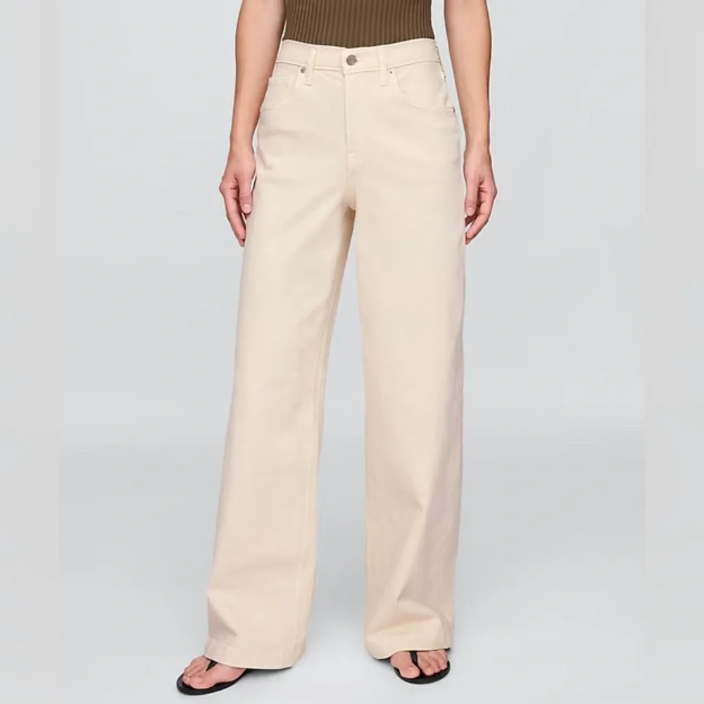 Gap High Rise Stride Wide-Leg Jeans in Pebble - Picture 2 of 10
